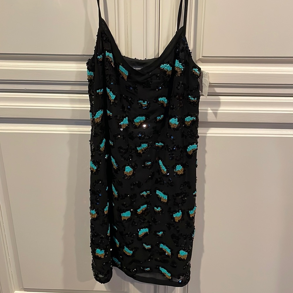 NEW French Connection black beaded mini dress 0